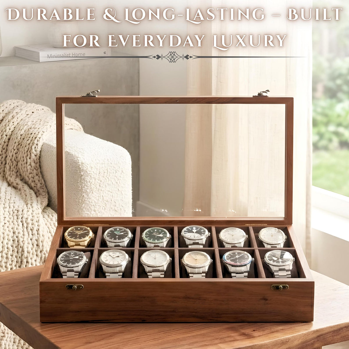 Wooden Watch Organizer Box, Handcrafted Watch Display Case, Multi Slot Watch Storage, Men's Gift, Watch Collector Gift
