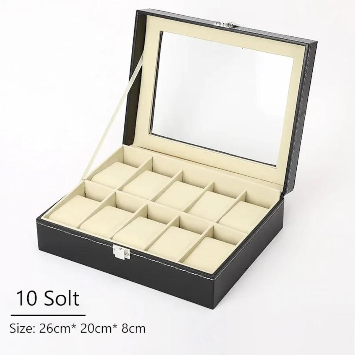 PU Leather Watch Display & Storage Box with Glass Top, Men's Watch Collection Organizer Case, Watch Holder Display Box, Gift for Him