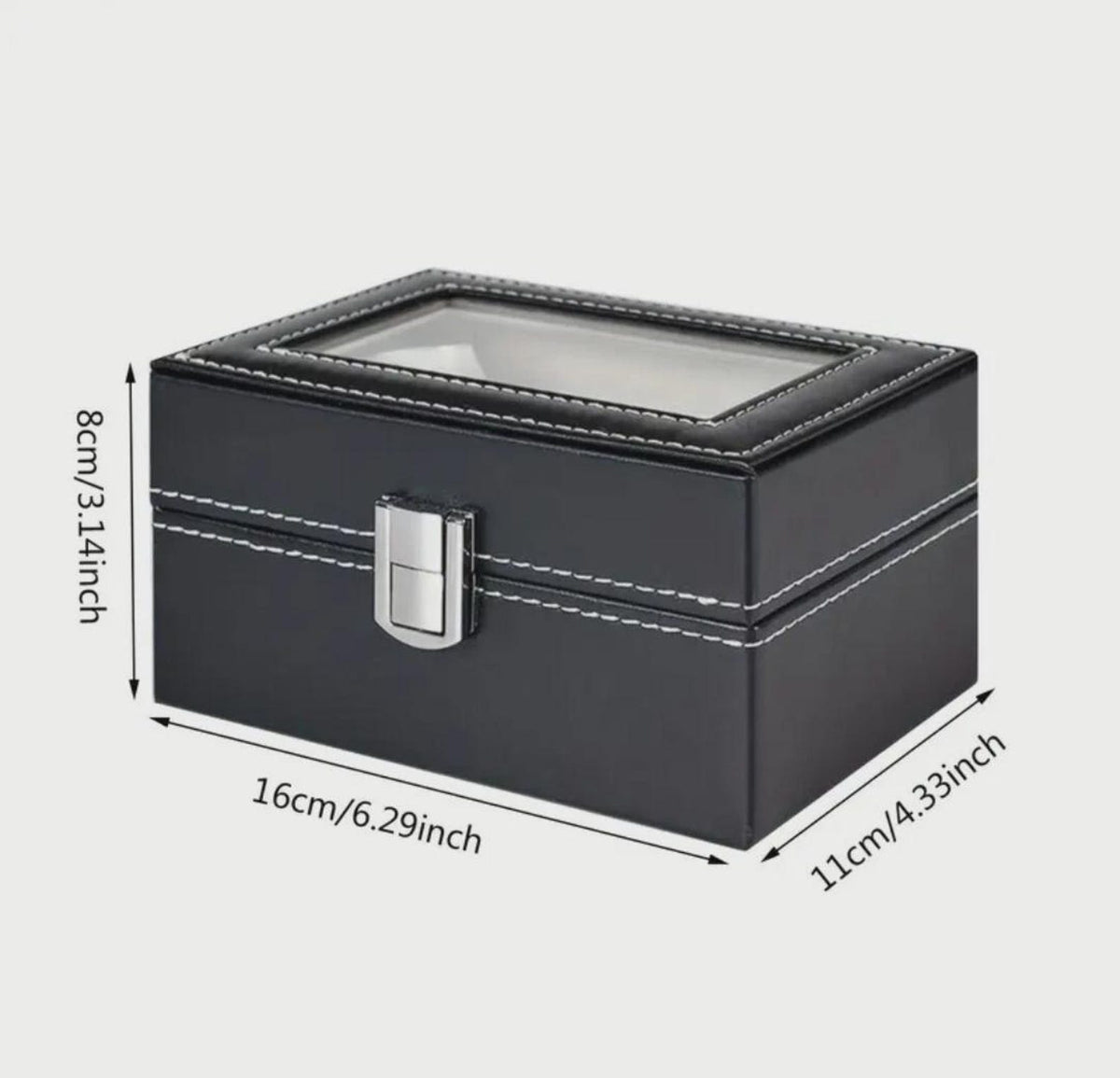 Personalized Father's Day Black Watch Box with Engraved Glass Lid