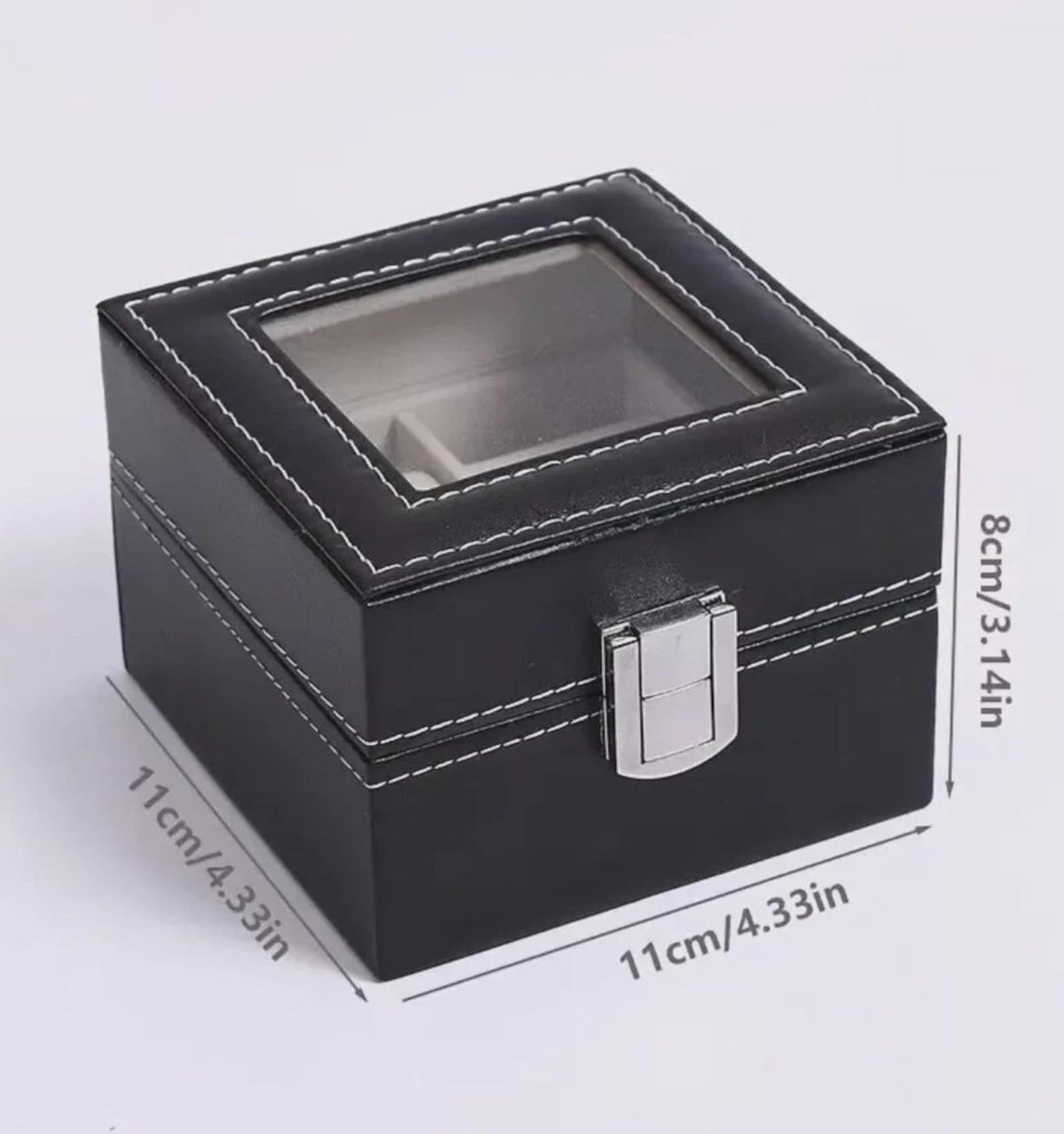 Personalized Father's Day Black Watch Box with Engraved Glass Lid