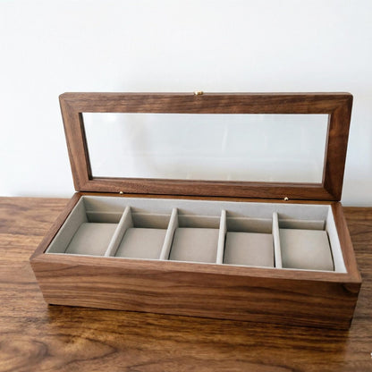 Engrave Walnut Wood Watch Box: 3/5 Slot Watch Display Case