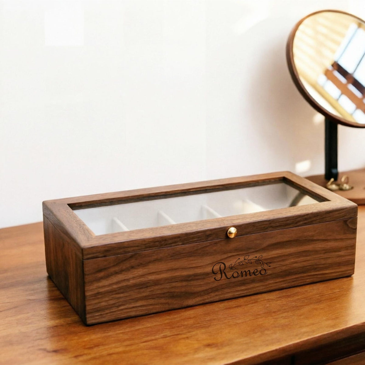 Engrave Walnut Wood Watch Box: 3/5 Slot Watch Display Case