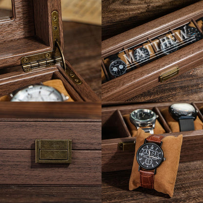 Custom Engraved Leather Watch Box, Personalized Watch Case,Men Watch Jewelry Box,Birthday Gift For Husband,1st Anniversary Gifts To My Man