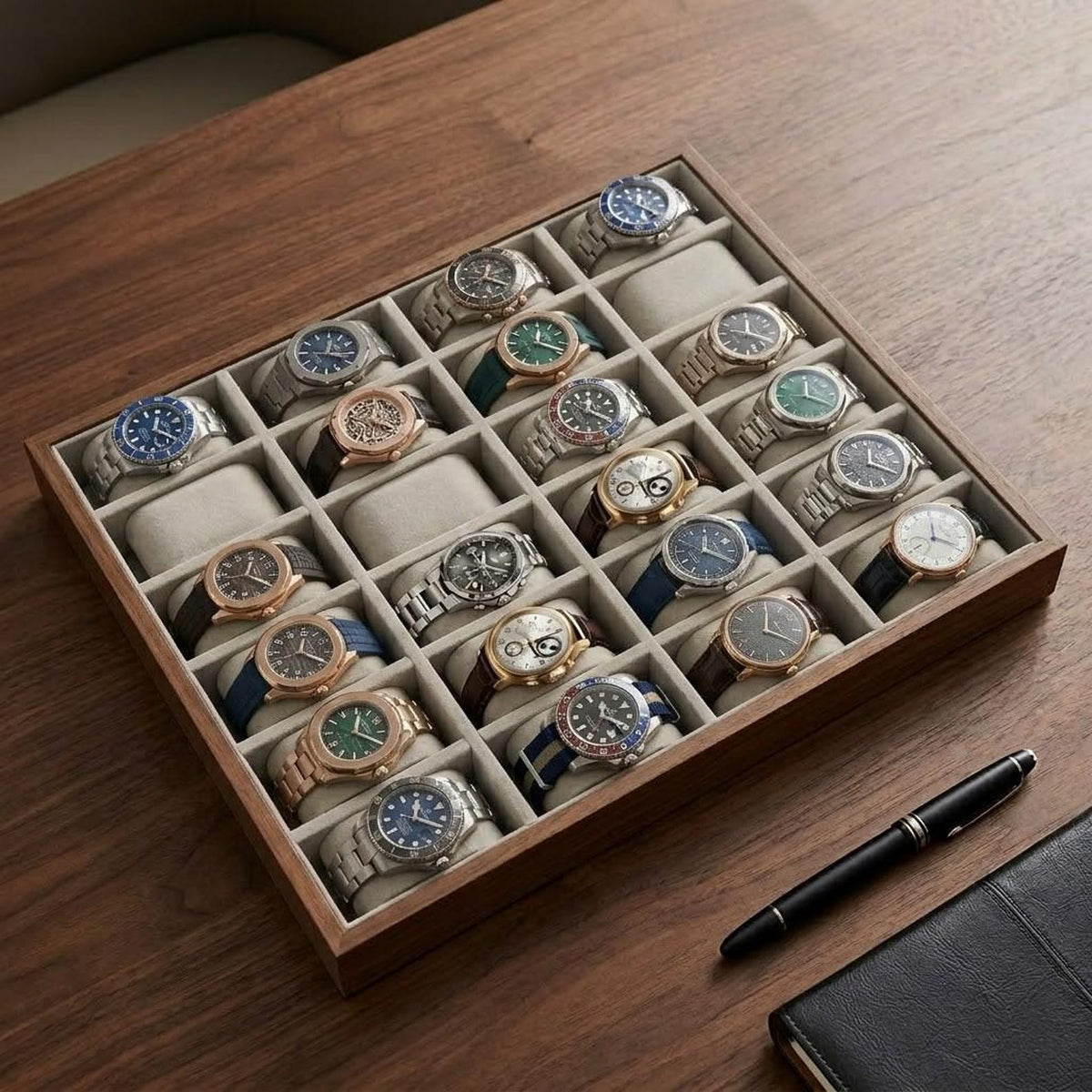 Luxury Wooden Watch Box with 24 Slots – Jewelry and Bracelet Display Case