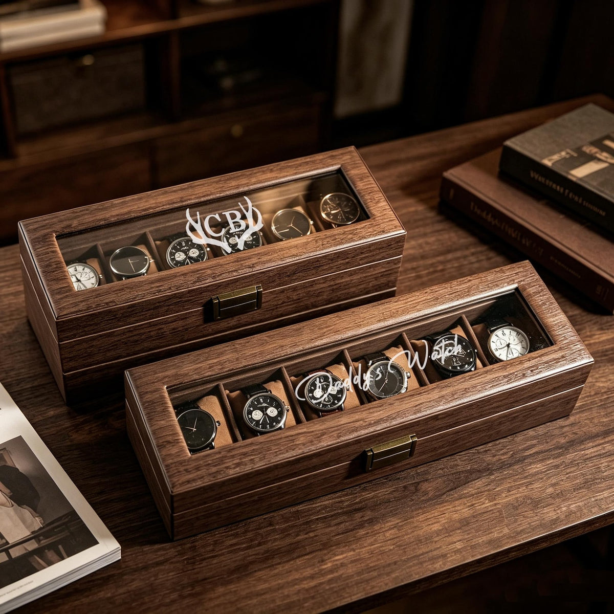 Custom Engraved Leather Watch Box, Personalized Watch Case,Men Watch Jewelry Box,Birthday Gift For Husband,1st Anniversary Gifts To My Man