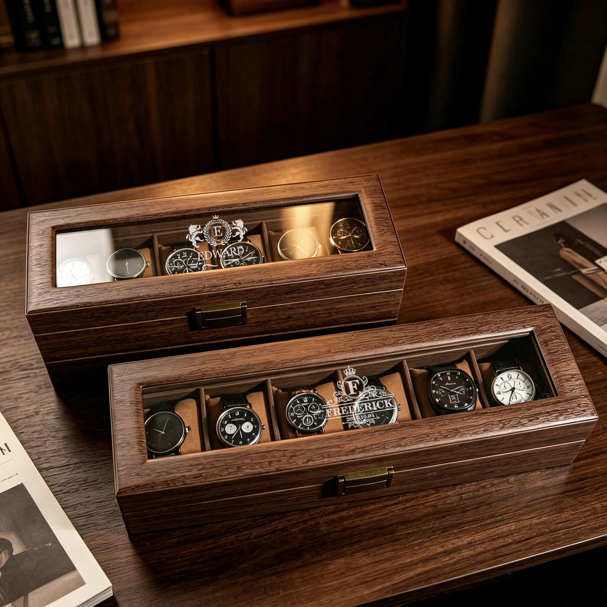 Custom Engraved Leather Watch Box, Personalized Watch Case,Men Watch Jewelry Box,Birthday Gift For Husband,1st Anniversary Gifts To My Man
