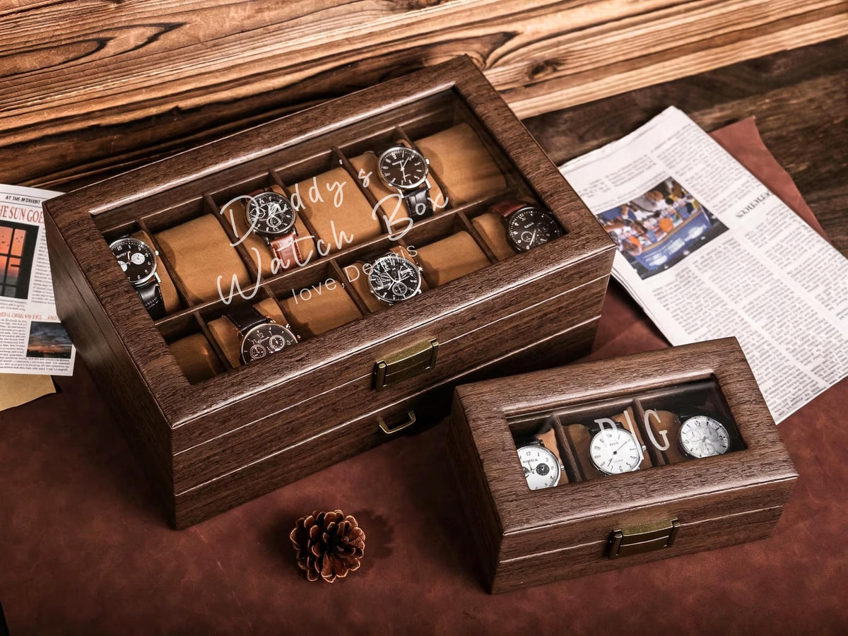 Custom Engraved Watch Box, Personalized Men's Watch Case, Birthday & Anniversary Gift for Husband
