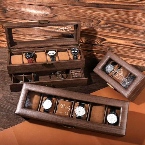 Custom Engraved Watch Box, Personalized Men's Watch Case, Birthday & Anniversary Gift for Husband