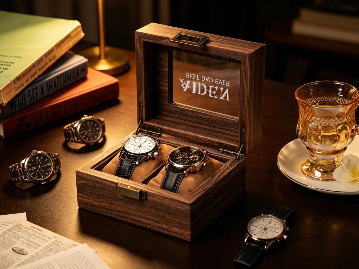 Custom Engraved Watch Box, Personalized Name Watch Case, Anniversary & Birthday Watch Display Box Gift, Gift for husband
