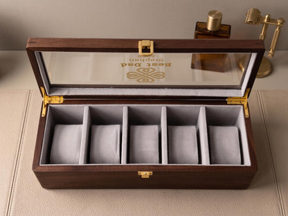 Personalized Walnut Watch Box (1 to 10 Slots) - Father's Day Gift for Husband & Dad, Custom Watch Display Case for Him