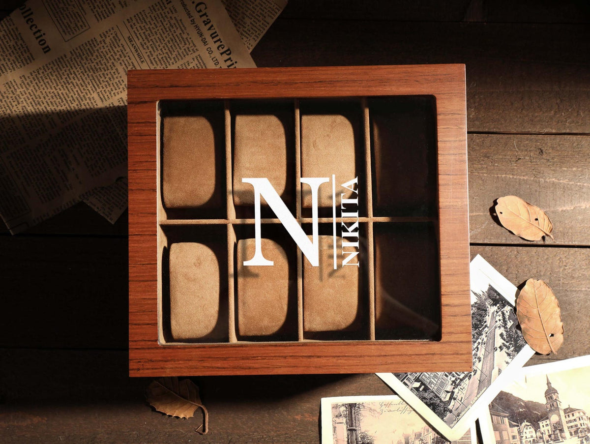 Luxury Watch Case Dad Anniversary Present, Elegant Watch Box Wooden Storage Organizer Retirement Gift for Men Personalized Watch Display Box