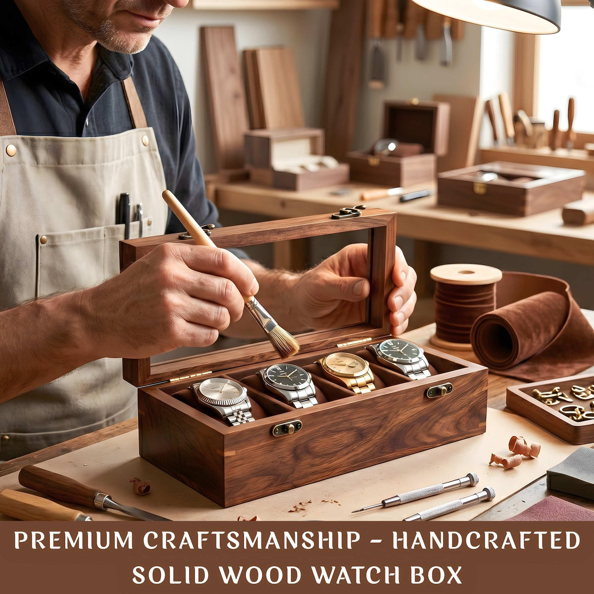 Wooden Watch Organizer Box, Handcrafted Watch Display Case, Multi Slot Watch Storage, Men's Gift, Watch Collector Gift