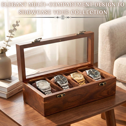 Wooden Watch Organizer Box, Handcrafted Watch Display Case, Multi Slot Watch Storage, Men's Gift, Watch Collector Gift