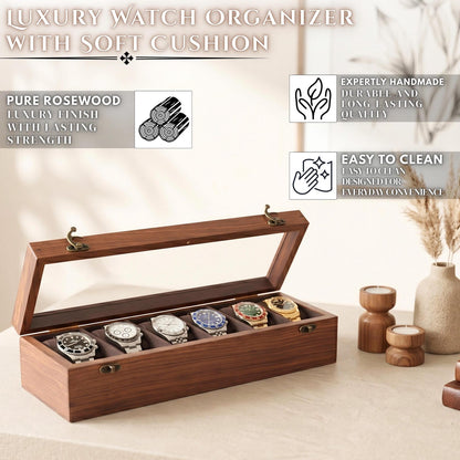 Wooden Watch Organizer Box, Handcrafted Watch Display Case, Multi Slot Watch Storage, Men's Gift, Watch Collector Gift