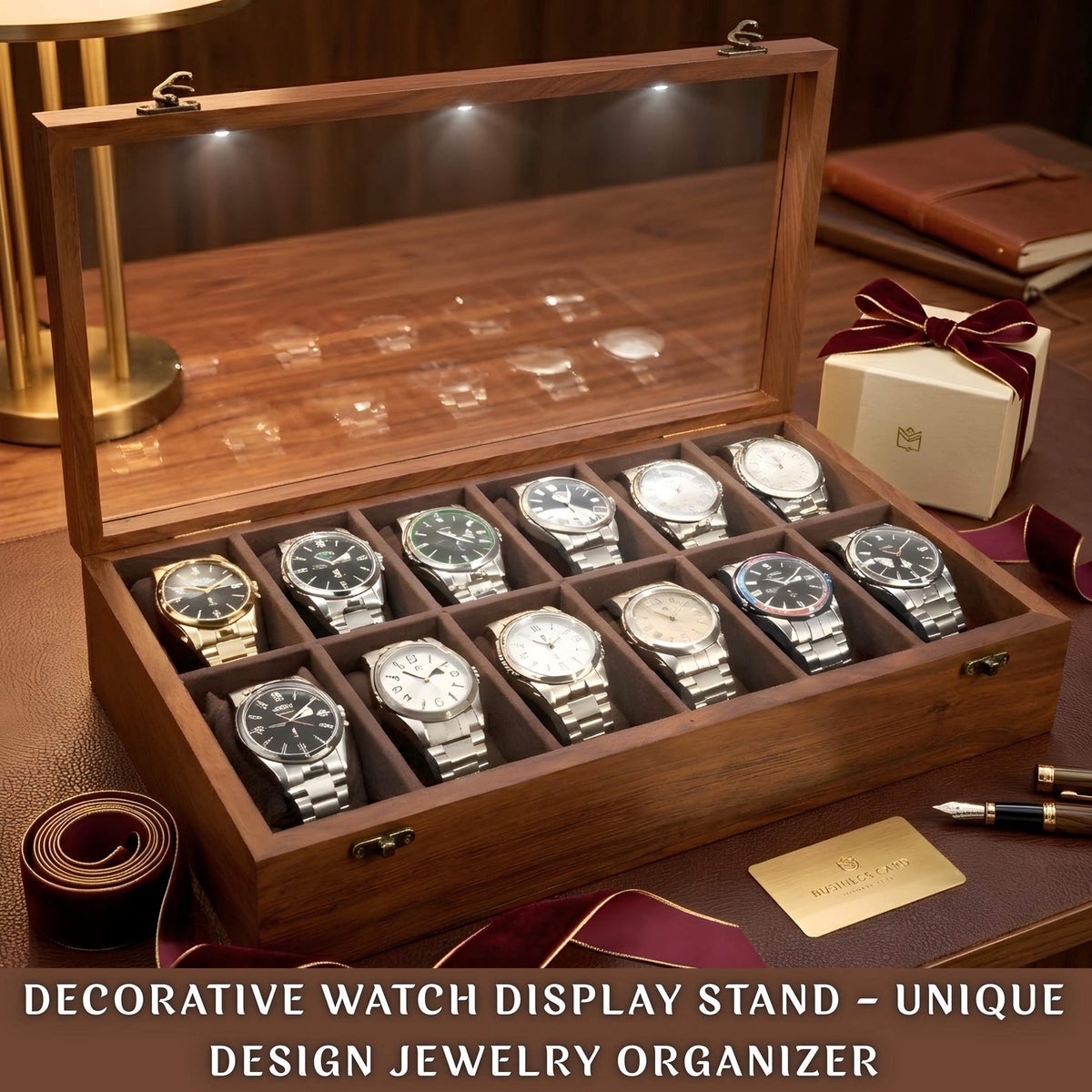 Wooden Watch Organizer Box, Handcrafted Watch Display Case, Multi Slot Watch Storage, Men's Gift, Watch Collector Gift