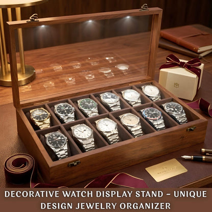 Wooden Watch Organizer Box, Handcrafted Watch Display Case, Multi Slot Watch Storage, Men's Gift, Watch Collector Gift