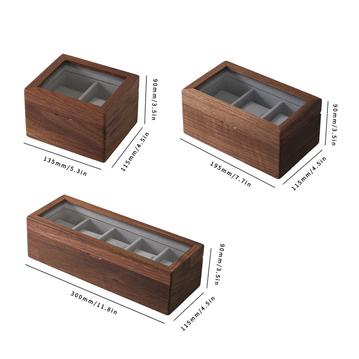 Engraved Wide Wood Watch Box - Walnut 2,3,5 Slots Watches Collection Organizer Anniversary Wedding Gift Groom Husband Father