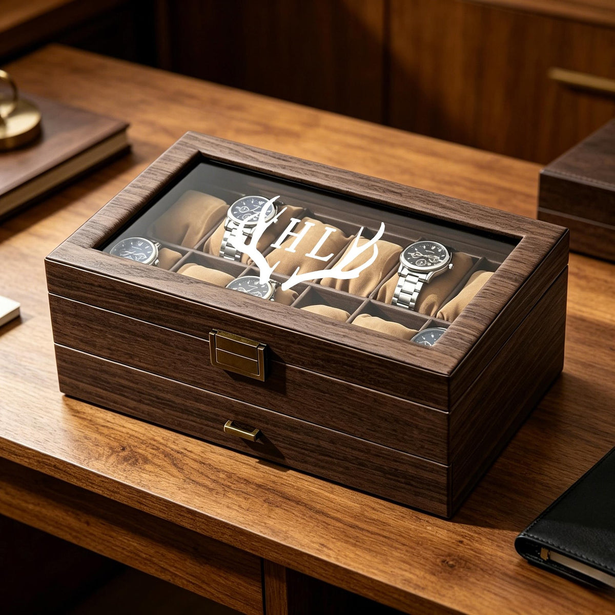 Custom Engraved Watch Box, Personalized Watch Case for Men, Anniversary Gifts for Him, Gift for Husband Dad Boyfriend, Watch Storage Case