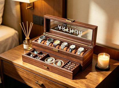Custom Engraved Watch Box, Personalized Watch Case for Men, Anniversary Gifts for Him, Gift for Husband Dad Boyfriend, Watch Storage Case
