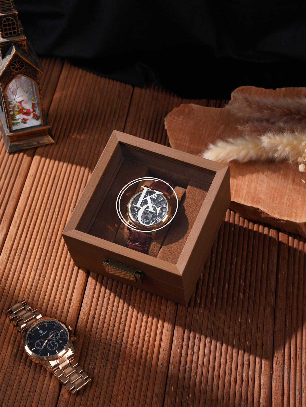 Personalized Watch box, Custom Engraved Watch Box, 6 slot, wooden watch case, glass top box, gift for him,Father's Day Gift For Daddy