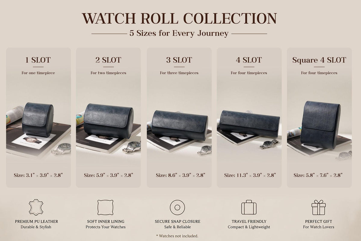 Personalized Leather Watch Box, Custom Watch Storage Case, Travel Watch Organizer for Men, Gift for Dad Husband Groomsmen, Anniversary Gift