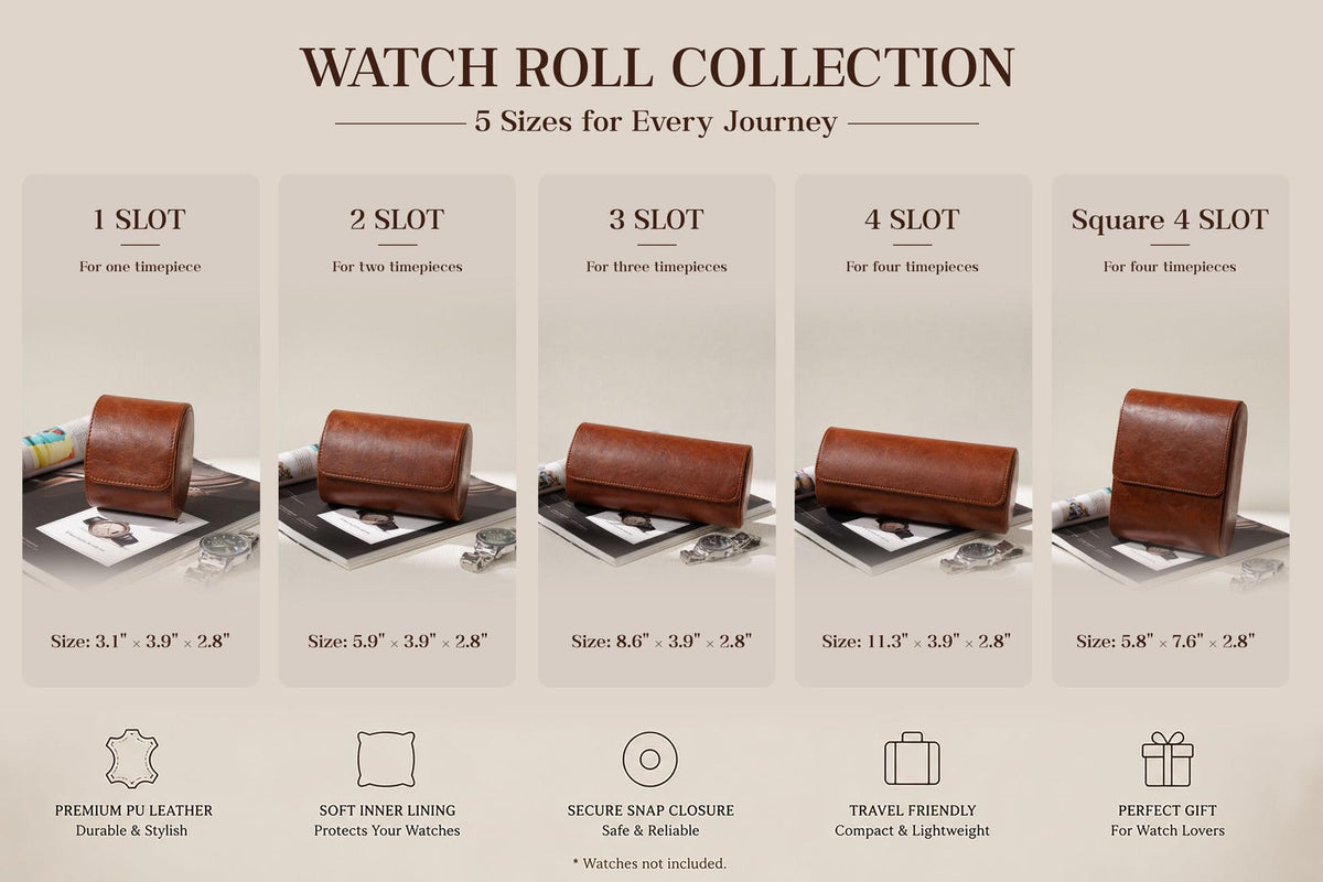Personalized Leather Watch Box, Custom Watch Storage Case, Travel Watch Organizer for Men, Gift for Dad Husband Groomsmen, Anniversary Gift