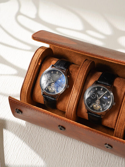 Personalized Leather Watch Box, Custom Watch Storage Case, Travel Watch Organizer for Men, Gift for Dad Husband Groomsmen, Anniversary Gift