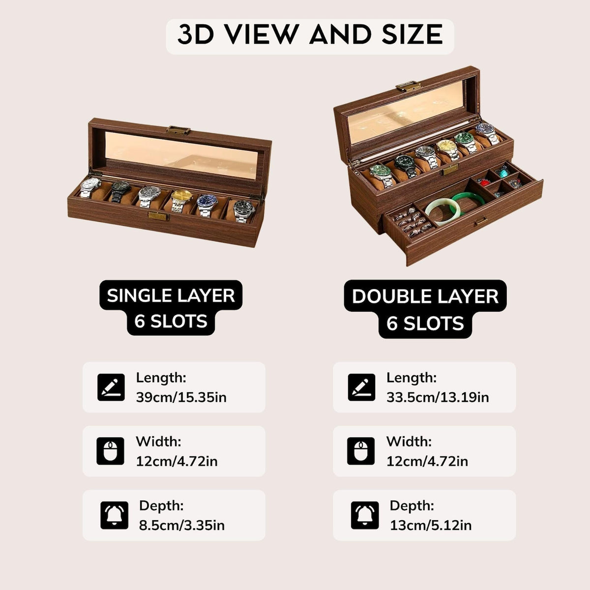 Personalized Watch Box for Men, Engraved Wooden Watch Case, Custom Gift for Him, Groomsmen Watch Organizer, Father's Day Gift