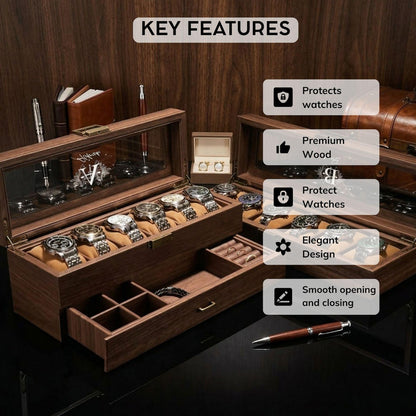 Personalized Watch Box for Men, Engraved Wooden Watch Case, Custom Gift for Him, Groomsmen Watch Organizer, Father's Day Gift
