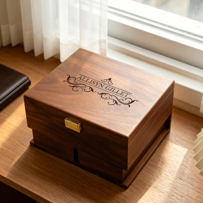 Wooden Watch EDC Organizer Box Multi Tier with Pull-Out Drawer Removable Tray Men’s Jewelry, Sunglasses, Keys Watch Storage, Gifts for him