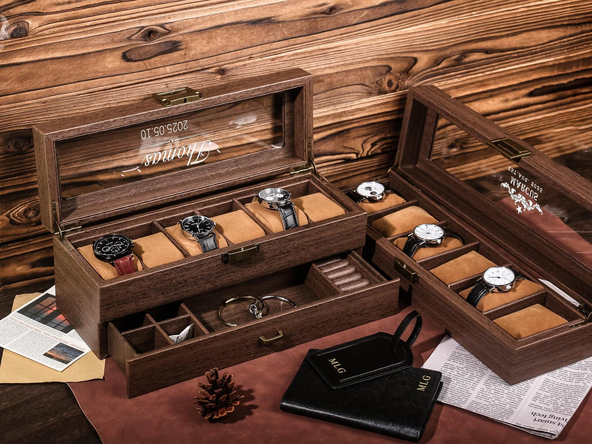 Custom Engraved Watch Box, Personalized Men's Watch Case, Birthday & Anniversary Gift for Husband