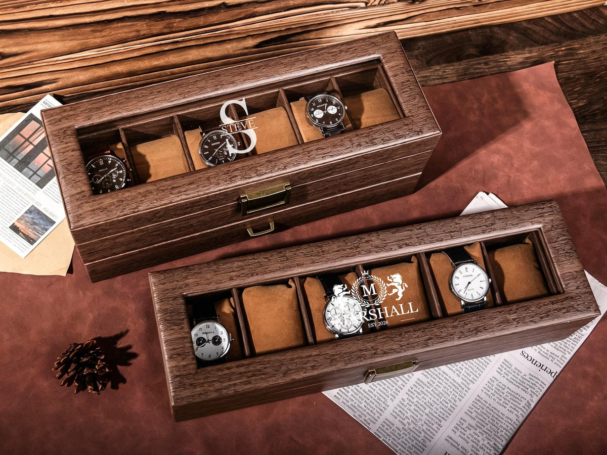 Custom Engraved Watch Box, Personalized Men's Watch Case, Birthday & Anniversary Gift for Husband