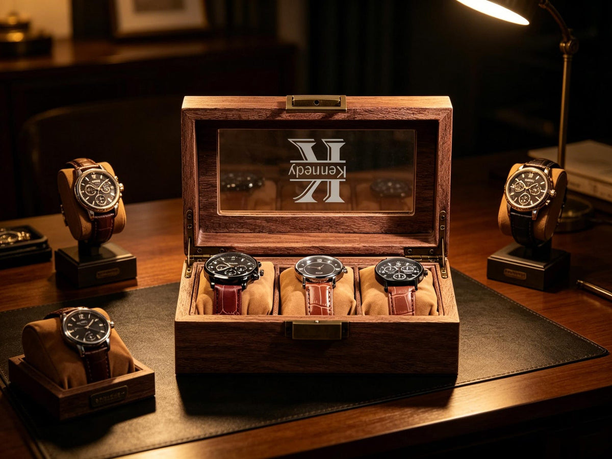 Custom Engraved Watch Box, Personalized Name Watch Case, Anniversary & Birthday Watch Display Box Gift, Gift for husband
