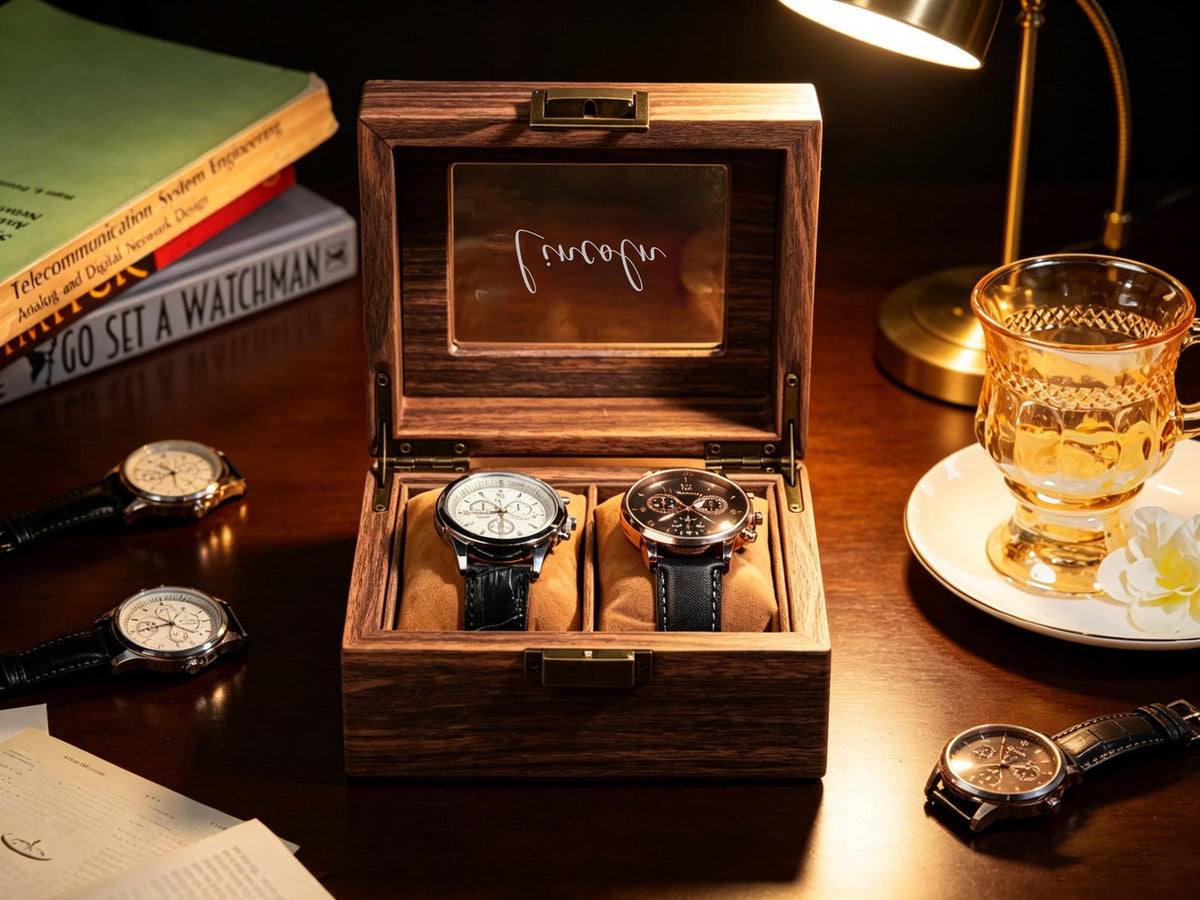 Custom Engraved Watch Box, Personalized Name Watch Case, Anniversary & Birthday Watch Display Box Gift, Gift for husband