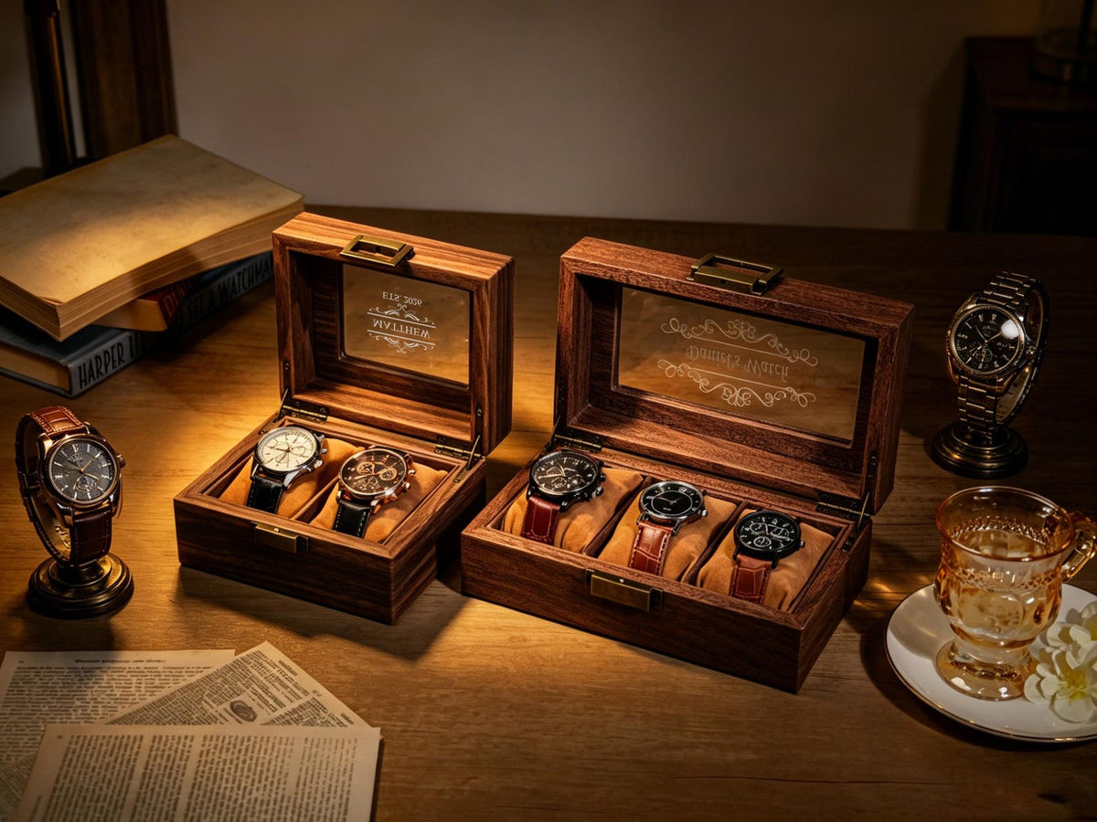 Custom Engraved Watch Box, Personalized Name Watch Case, Anniversary & Birthday Watch Display Box Gift, Gift for husband
