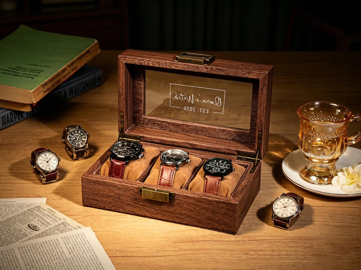 Custom Engraved Watch Box, Personalized Name Watch Case, Anniversary & Birthday Watch Display Box Gift, Gift for husband