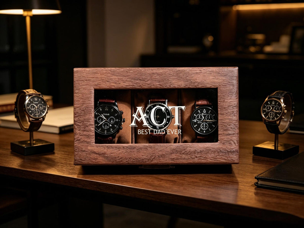 Custom Engraved Watch Box, Personalized Name Watch Case, Anniversary & Birthday Watch Display Box Gift, Gift for husband