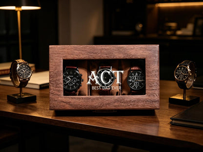 Custom Engraved Watch Box, Personalized Name Watch Case, Anniversary & Birthday Watch Display Box Gift, Gift for husband