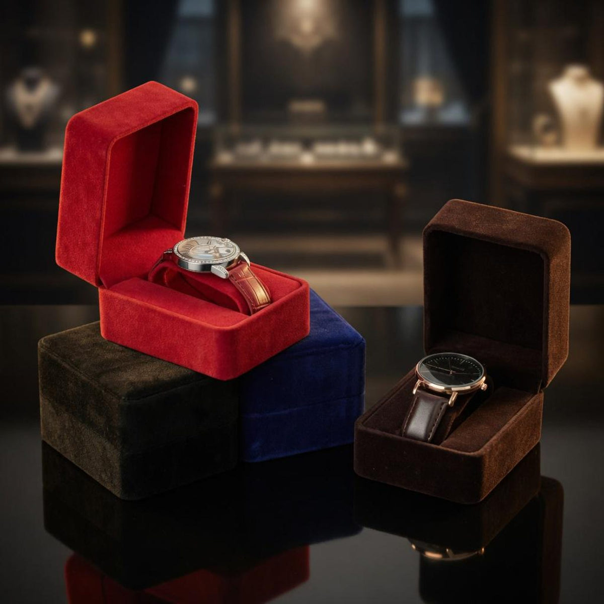 Velvet Watch Box Smartwatch Storage Case Luxury Jewelry Gift Box Round Corner Watch Packaging Organizer for Men Women