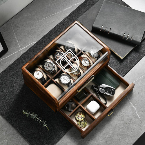 Unique Birthday Gift for Boyfriend Engraved Men’s Wooden Watch Box Luxury Closet Organizer 5th Year Anniversary Gift for Husband