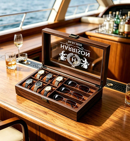 Custom Engraved Watch Box, Personalized Watch Case for Men, Anniversary Gifts for Him, Gift for Husband Dad Boyfriend, Watch Storage Case