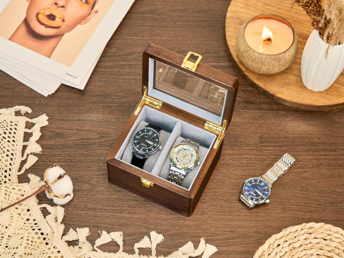 Personalized Wooden Watch Box for Men, Large Custom Engraved Watch Organizer, Luxury Walnut Wood Watch Storage Case, Handmade gift for him