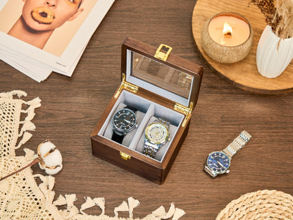 Personalized Wooden Watch Box for Men, Large Custom Engraved Watch Organizer, Luxury Walnut Wood Watch Storage Case, Handmade gift for him