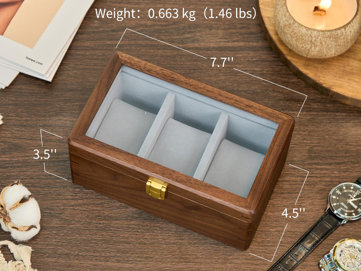 Personalized Wooden Watch Box for Men, Large Custom Engraved Watch Organizer, Luxury Walnut Wood Watch Storage Case, Handmade gift for him