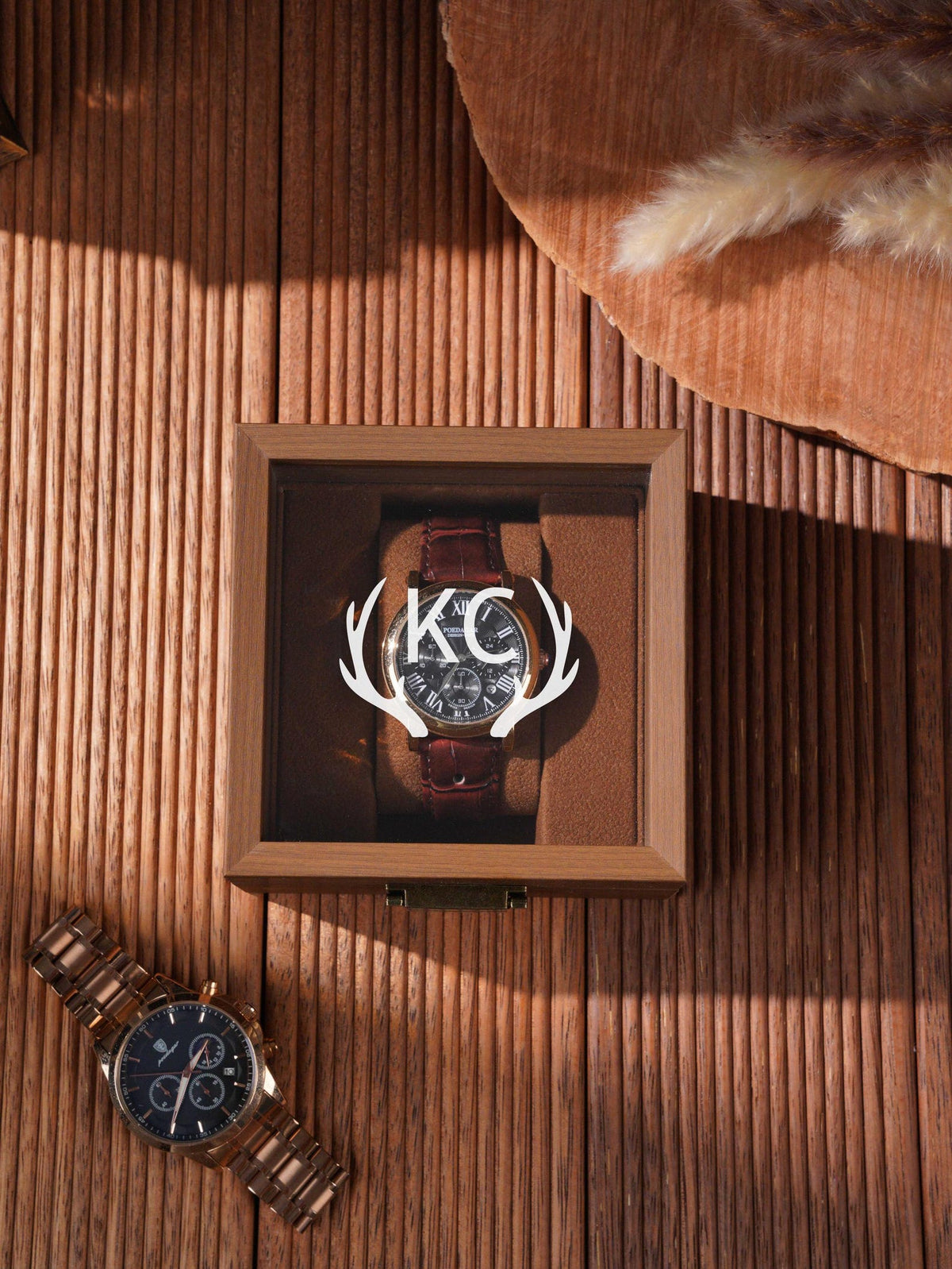 Personalized Watch box, Custom Engraved Watch Box, 6 slot, wooden watch case, glass top box, gift for him,Father's Day Gift For Daddy