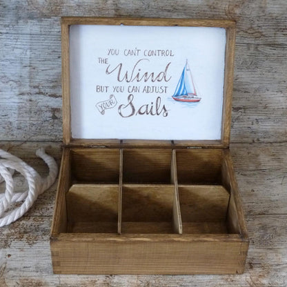 Nautical Wooden Watch Box, Sailing Boat Keepsake Gift for Him