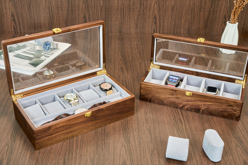 Personalized Wooden Watch Box for Men, Large Custom Engraved Watch Organizer, Luxury Walnut Wood Watch Storage Case, Handmade gift for him