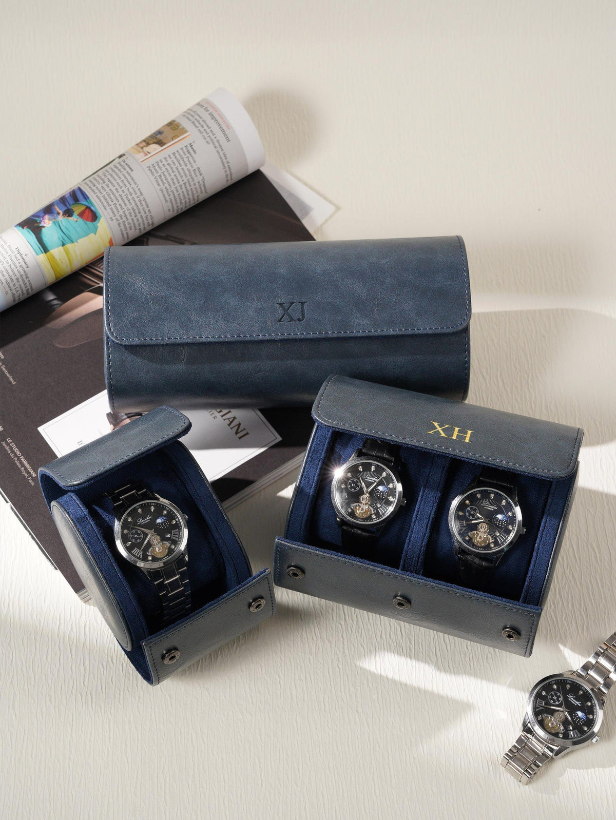 Personalized Leather Watch Box, Custom Watch Storage Case, Travel Watch Organizer for Men, Gift for Dad Husband Groomsmen, Anniversary Gift
