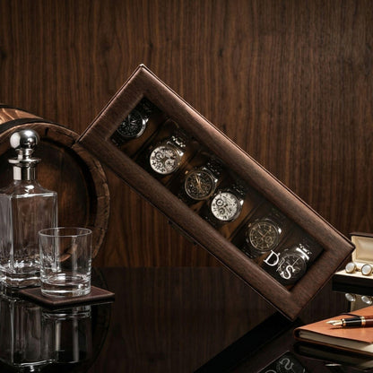 Personalized Watch Box for Men, Engraved Wooden Watch Case, Custom Gift for Him, Groomsmen Watch Organizer, Father's Day Gift