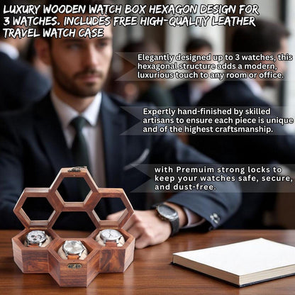Rosewood Watch Box, Honeycomb Glass Lid Watch Organizer, Luxury Wooden Storage Case Handmade